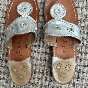 Jack Rogers Metallic Silver Sandals